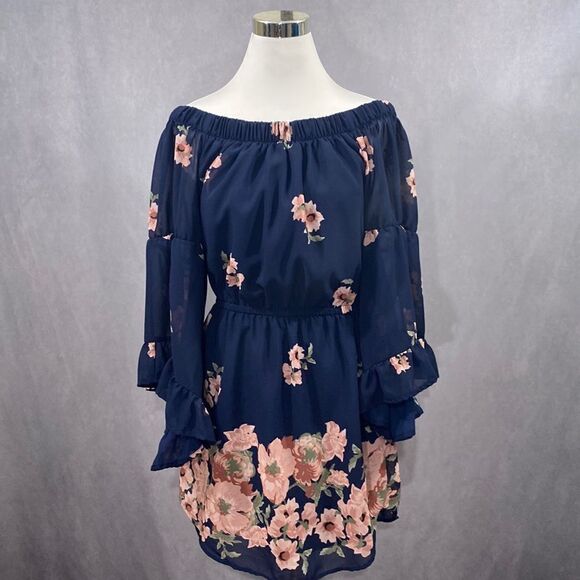 Hint of Blush Floral Off-Shoulder Mini Dress - Picture 2 of 9